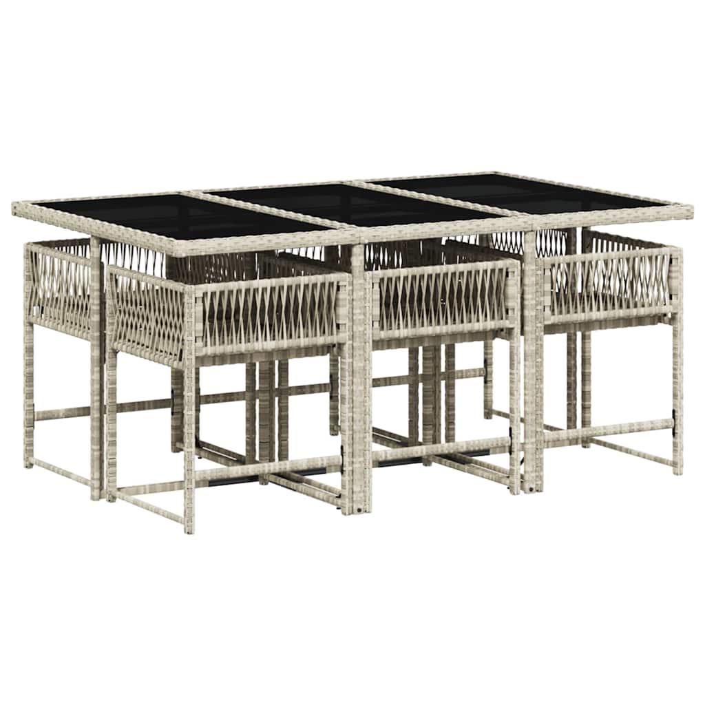 Σετ Τραπεζαρίας Κήπου 7 τεμ. Αν. Γκρι Συνθ. Ρατάν με Μαξιλάρια