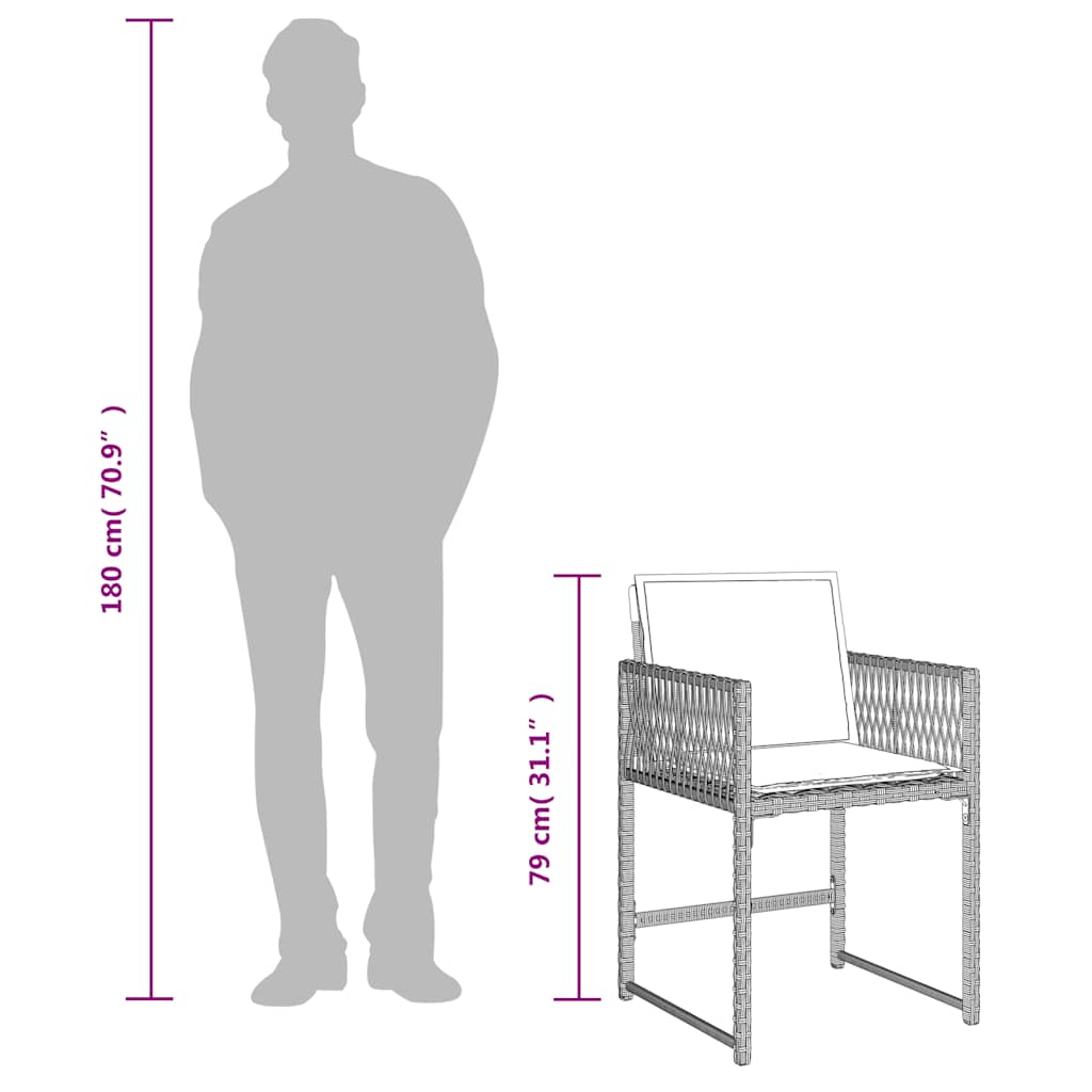 Σετ Τραπεζαρίας Κήπου 7 τεμ. Αν. Γκρι Συνθ. Ρατάν με Μαξιλάρια