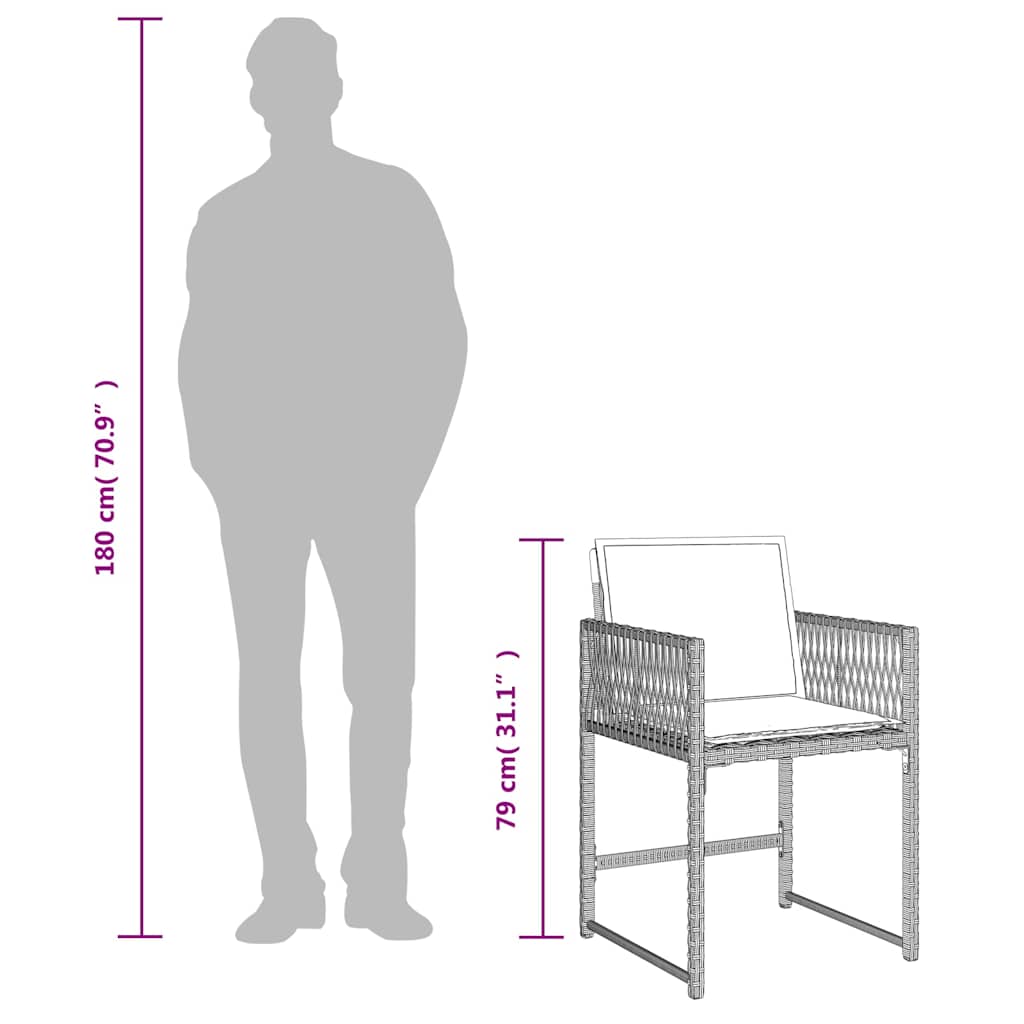 Σετ Τραπεζαρίας Κήπου 9 τεμ. Αν. Γκρι Συνθ. Ρατάν με Μαξιλάρια