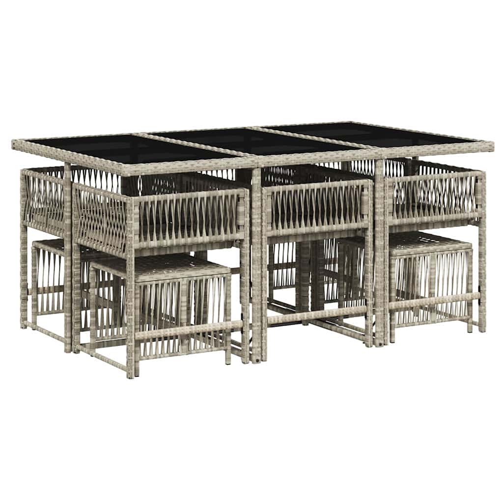 Σετ Τραπεζαρίας Κήπου 11 τεμ. Αν. Γκρι Συνθ. Ρατάν με Μαξιλάρια