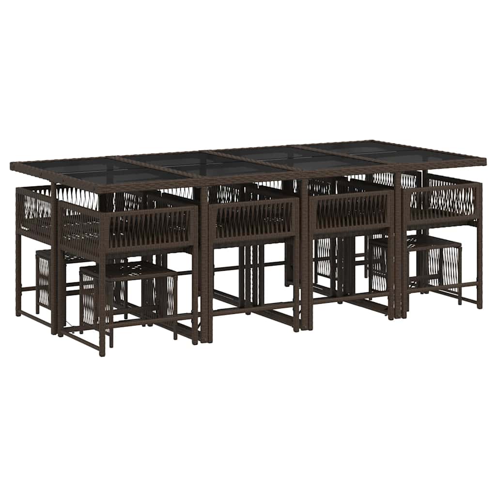 Σετ Τραπεζαρίας Κήπου 13 τεμ. Καφέ από Συνθ. Ρατάν με Μαξιλάρια