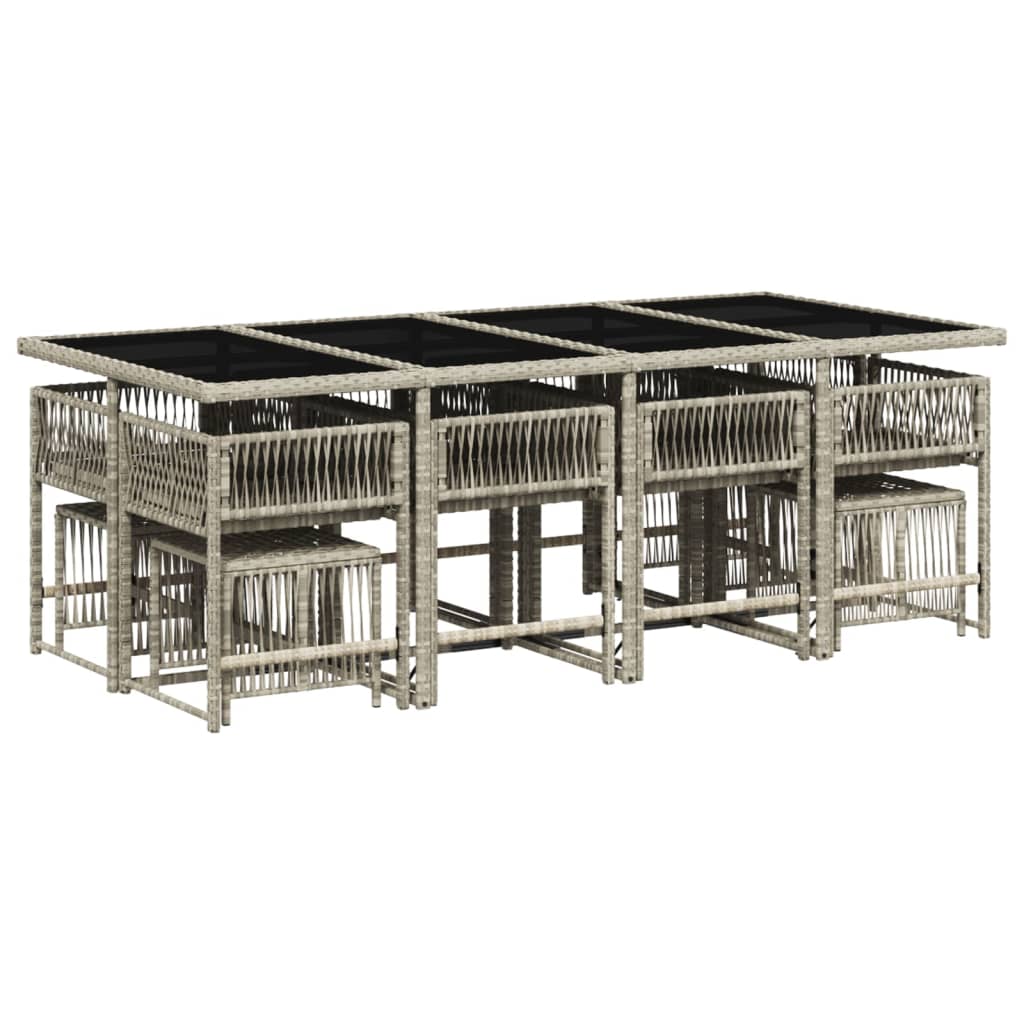 Τραπεζαρία Κήπου 13 Τεμαχίων Γκρι Συνθετικό Ρατάν με Μαξιλάρια