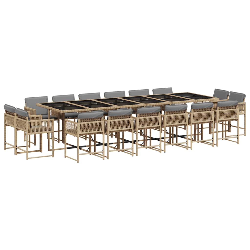 Σετ Τραπεζαρίας Κήπου 17 τεμ Μικτό Μπεζ Συνθ. Ρατάν & Μαξιλάρια