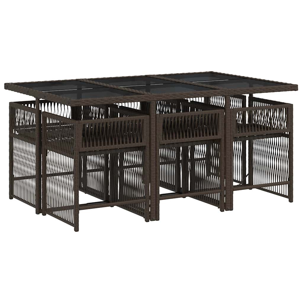 Σετ Τραπεζαρίας Κήπου 7 τεμ. Καφέ Συνθετικό Ρατάν με Μαξιλάρια