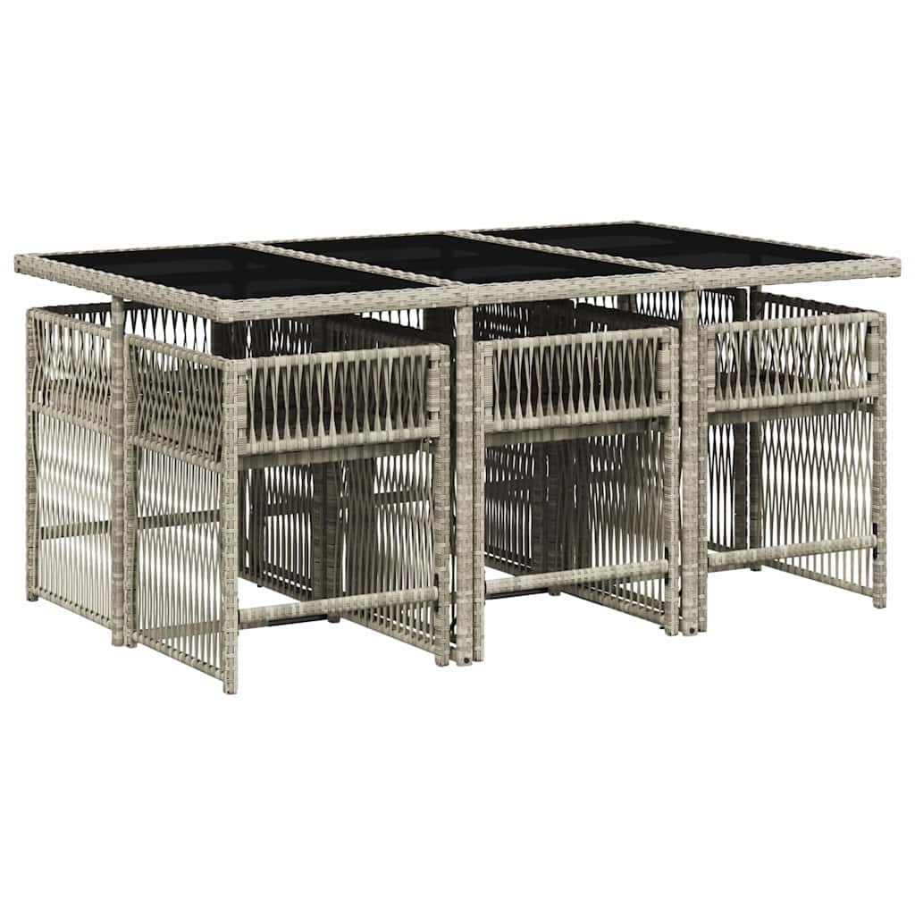 Σετ Τραπεζαρίας Κήπου 7 τεμ. Αν. Γκρι Συνθ. Ρατάν με Μαξιλάρια