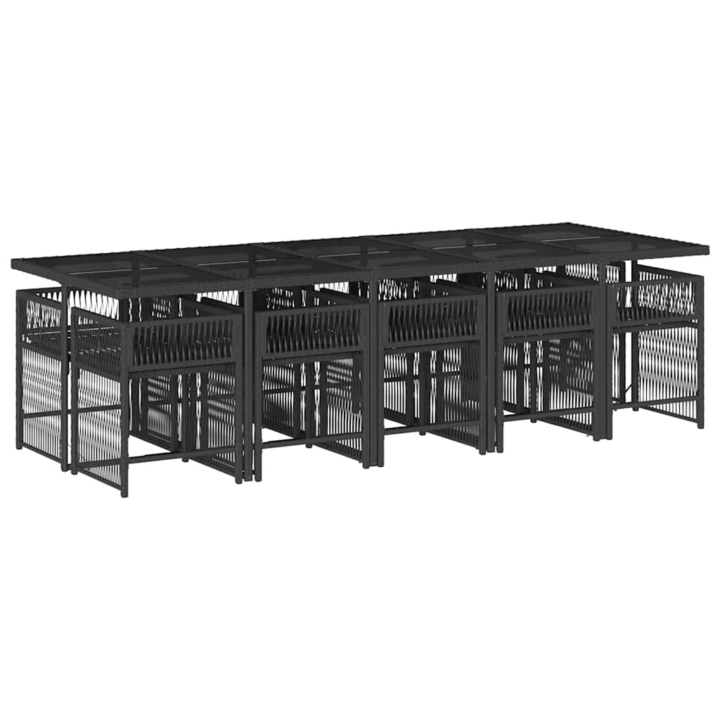 Σετ Τραπεζαρίας Κήπου 11 τεμ Μαύρο από Συνθ. Ρατάν με Μαξιλάρια - Pakobazaar