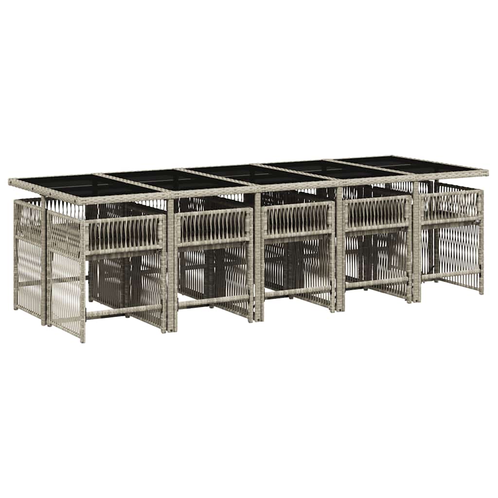 Σετ Τραπεζαρίας Κήπου 11 τεμ. Αν. Γκρι Συνθ. Ρατάν με Μαξιλάρια