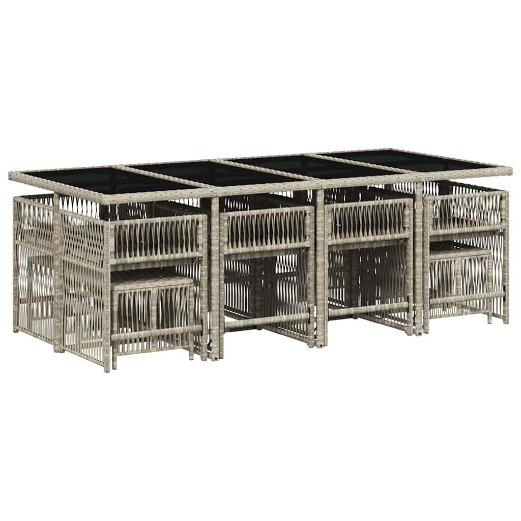 Τραπεζαρία Κήπου 13 Τεμαχίων Γκρι Συνθετικό Ρατάν με Μαξιλάρια