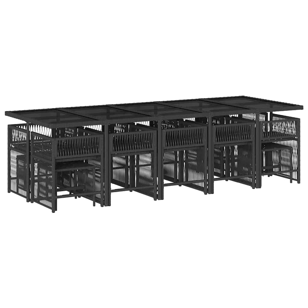 Σετ Τραπεζαρίας Κήπου 15 τεμ Μαύρο από Συνθ. Ρατάν με Μαξιλάρια - Pakobazaar