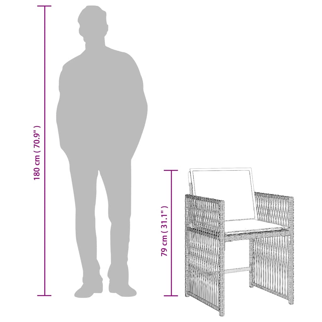 Σετ Τραπεζαρίας Κήπου 15 τεμ. Αν. Γκρι Συνθ. Ρατάν με Μαξιλάρια