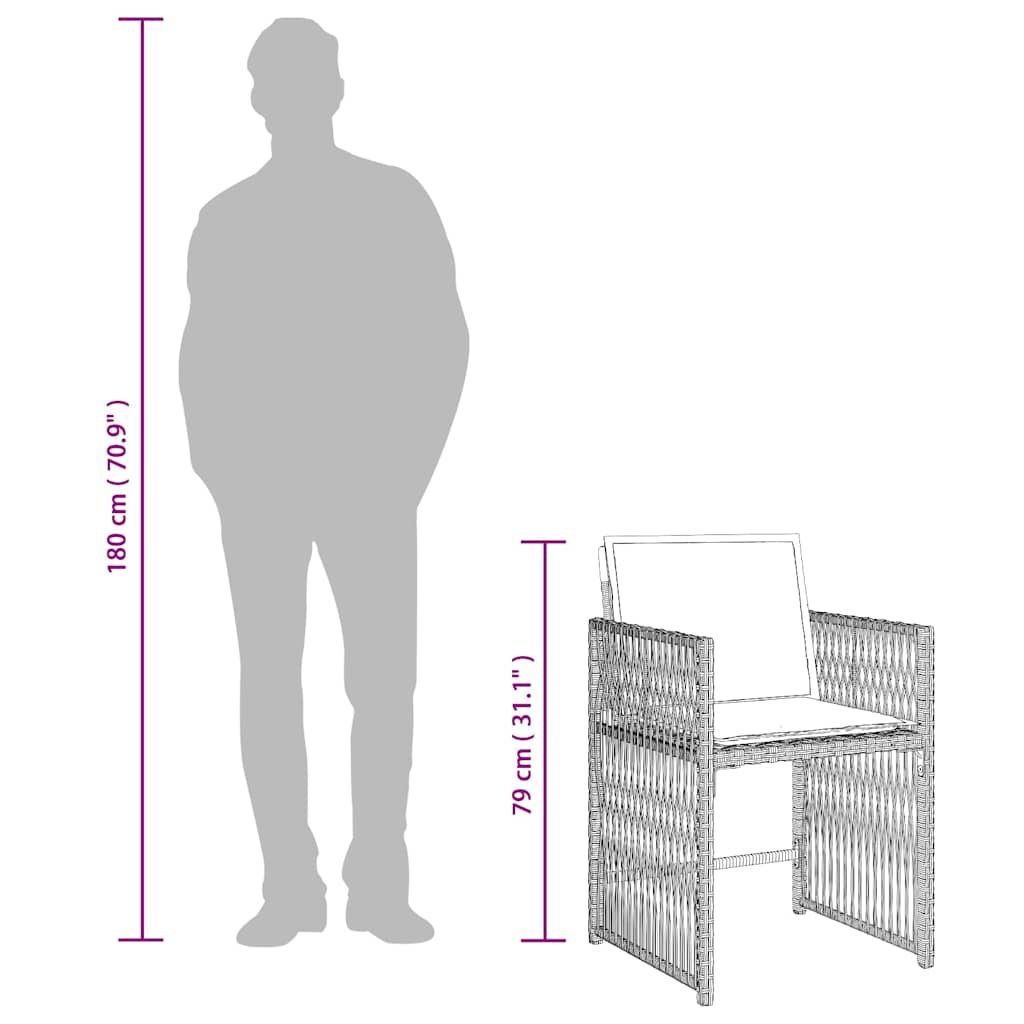 Σετ Τραπεζαρίας Κήπου 17 τεμ. Αν. Γκρι Συνθ. Ρατάν με Μαξιλάρια