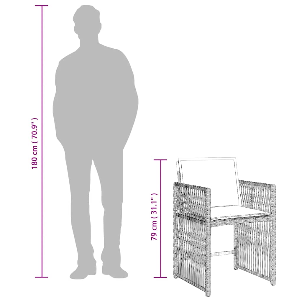 Σετ Τραπεζαρίας Κήπου 17 τεμ. Αν. Γκρι Συνθ. Ρατάν με Μαξιλάρια