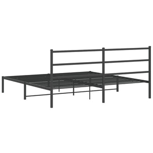 Πλαίσιο Κρεβατιού με Κεφαλάρι Μαύρο 200 x 200 εκ. Μεταλλικό - Pakobazaar
