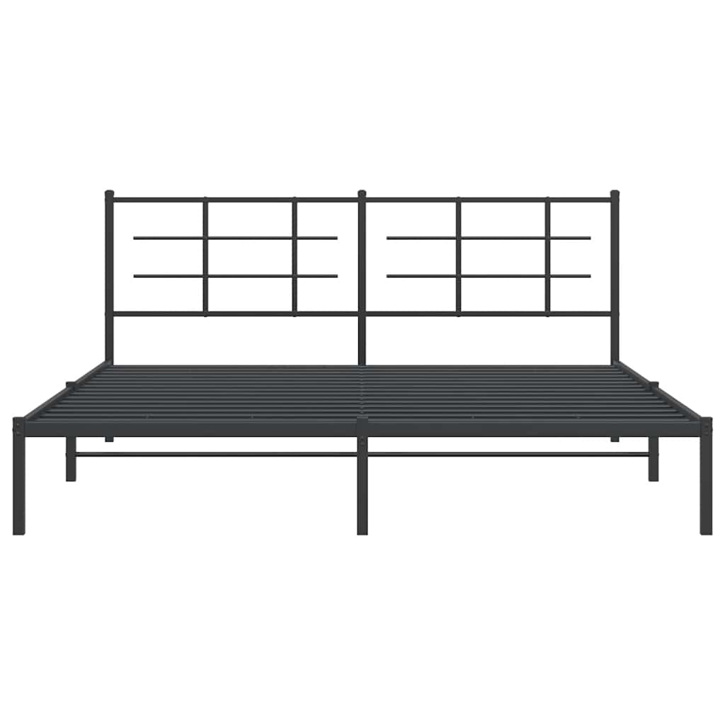 Πλαίσιο Κρεβατιού με Κεφαλάρι Μαύρο 183 x 213 εκ. Μεταλλικό