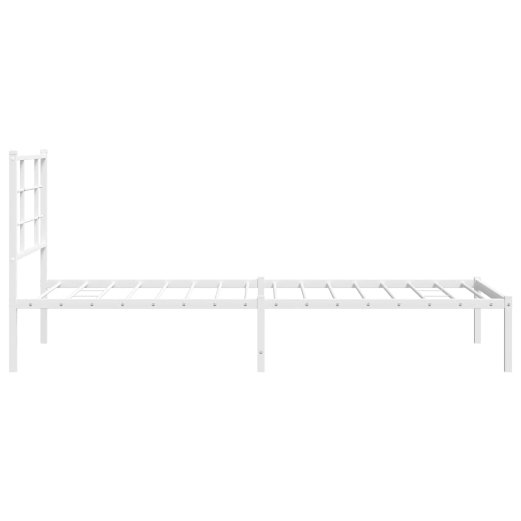 Πλαίσιο Κρεβατιού με Κεφαλάρι Λευκό 90 x 190 εκ. Μεταλλικό