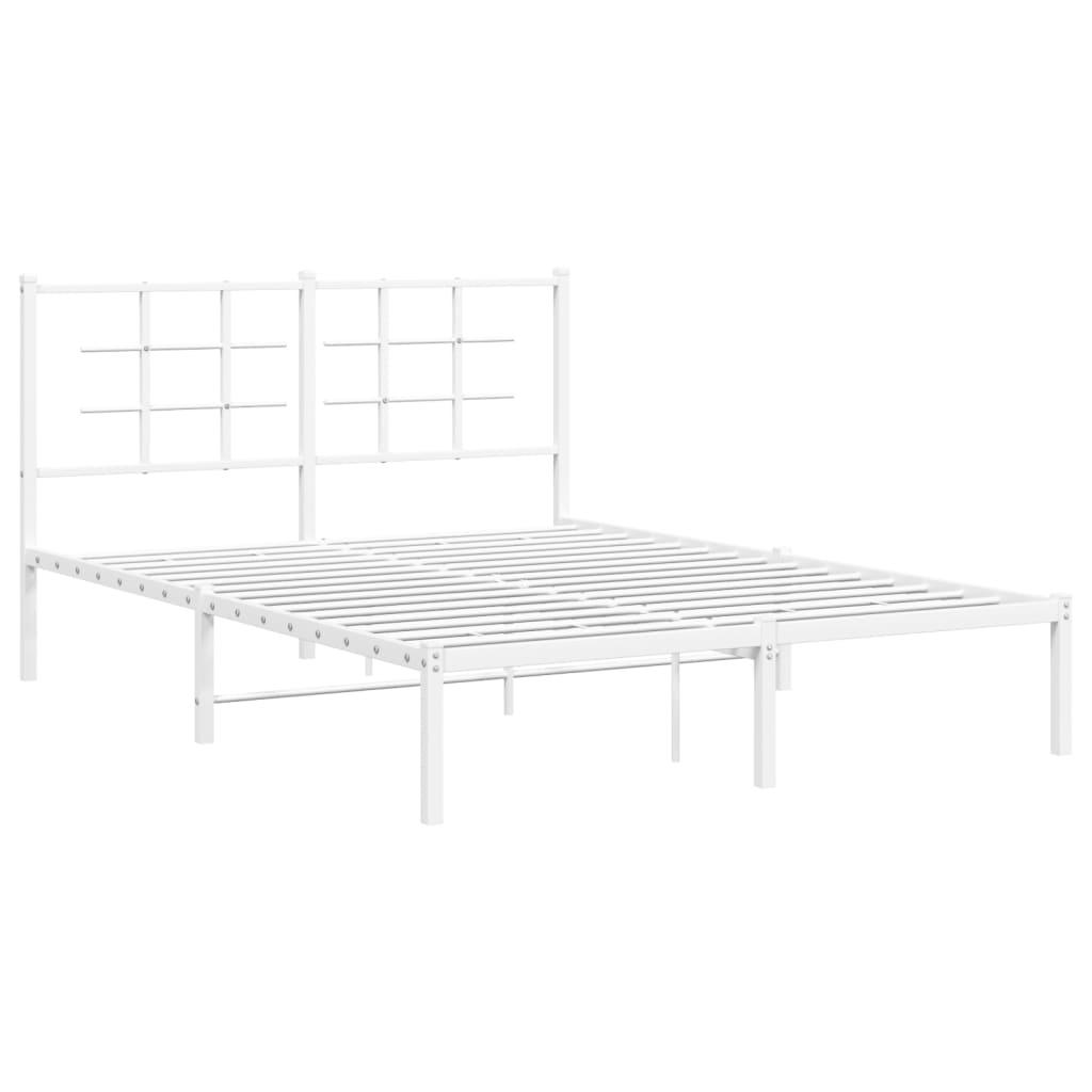 Πλαίσιο Κρεβατιού με Κεφαλάρι Λευκό 140 x 200 εκ. Μεταλλικό