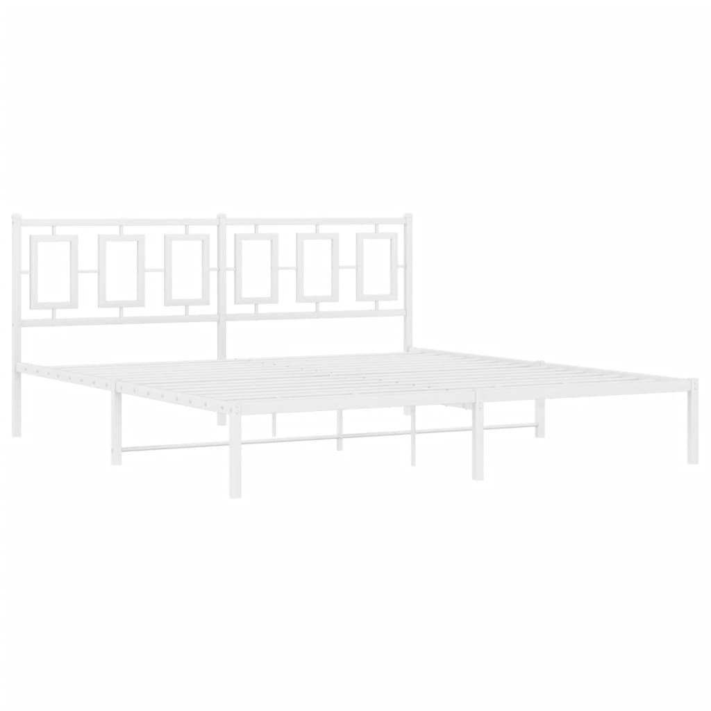 Πλαίσιο Κρεβατιού με Κεφαλάρι Λευκό 183 x 213 εκ. Μεταλλικό