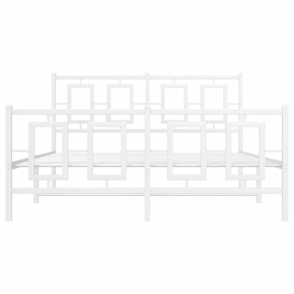 Πλαίσιο Κρεβατιού με Κεφαλάρι&Ποδαρικό Λευκό 135x190εκ. Μέταλλο