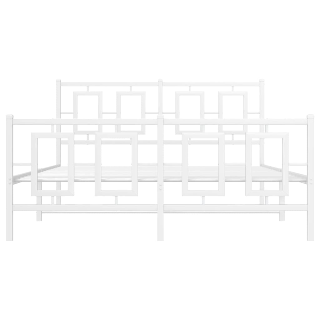 Πλαίσιο Κρεβατιού με Κεφαλάρι&Ποδαρικό Λευκό 140x200εκ. Μέταλλο