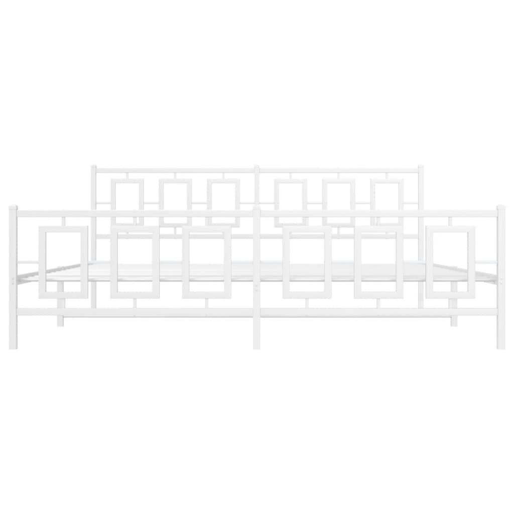 Πλαίσιο Κρεβατιού με Κεφαλάρι&Ποδαρικό Λευκό 193x203εκ. Μέταλλο