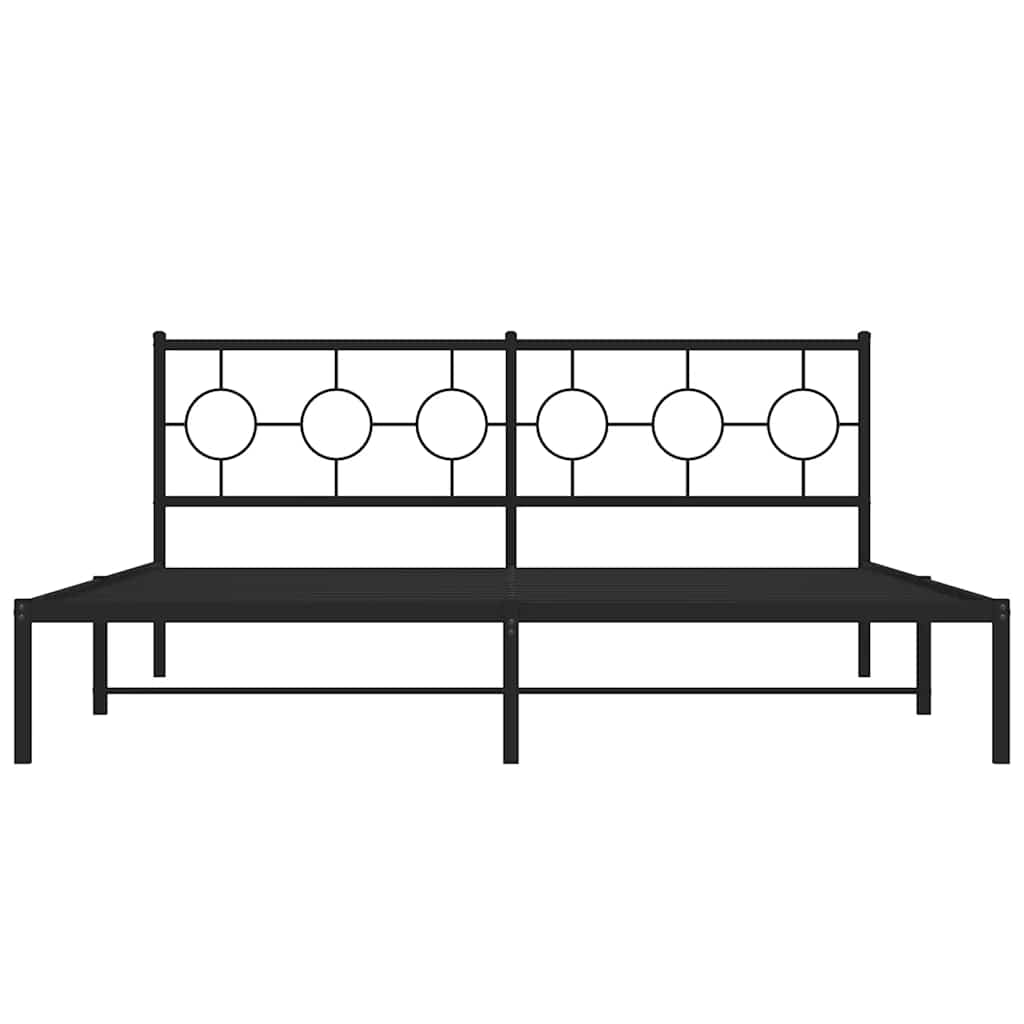 Πλαίσιο Κρεβατιού με Κεφαλάρι Μαύρο 183 x 213 εκ. Μεταλλικό