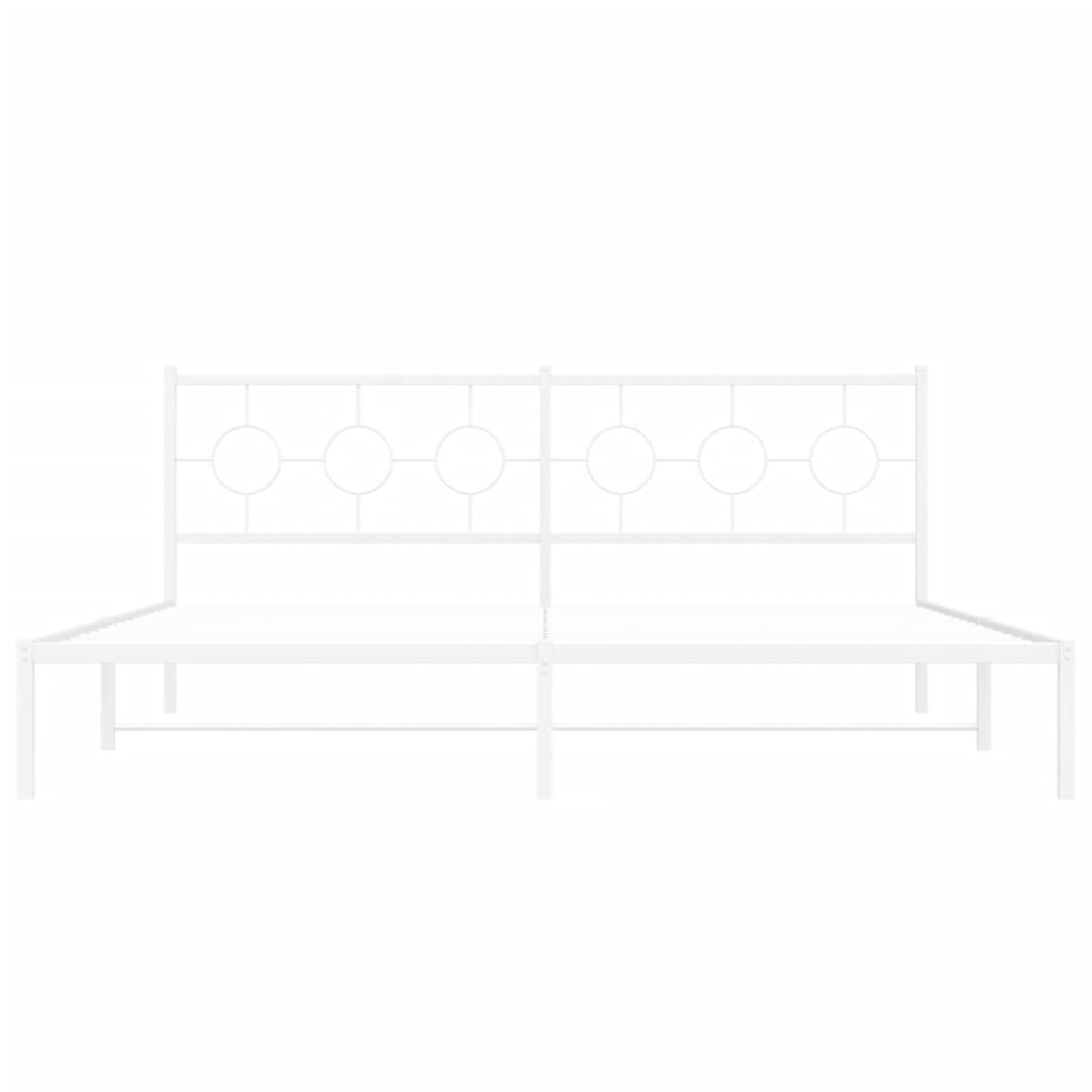 Πλαίσιο Κρεβατιού με Κεφαλάρι Λευκό 193 x 203 εκ. Μεταλλικό
