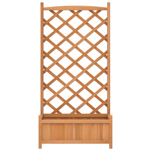 Γλάστρα με Πλέγμα Καφέ 75x35x150 εκ. από Μασίφ Ξύλο Ελάτης