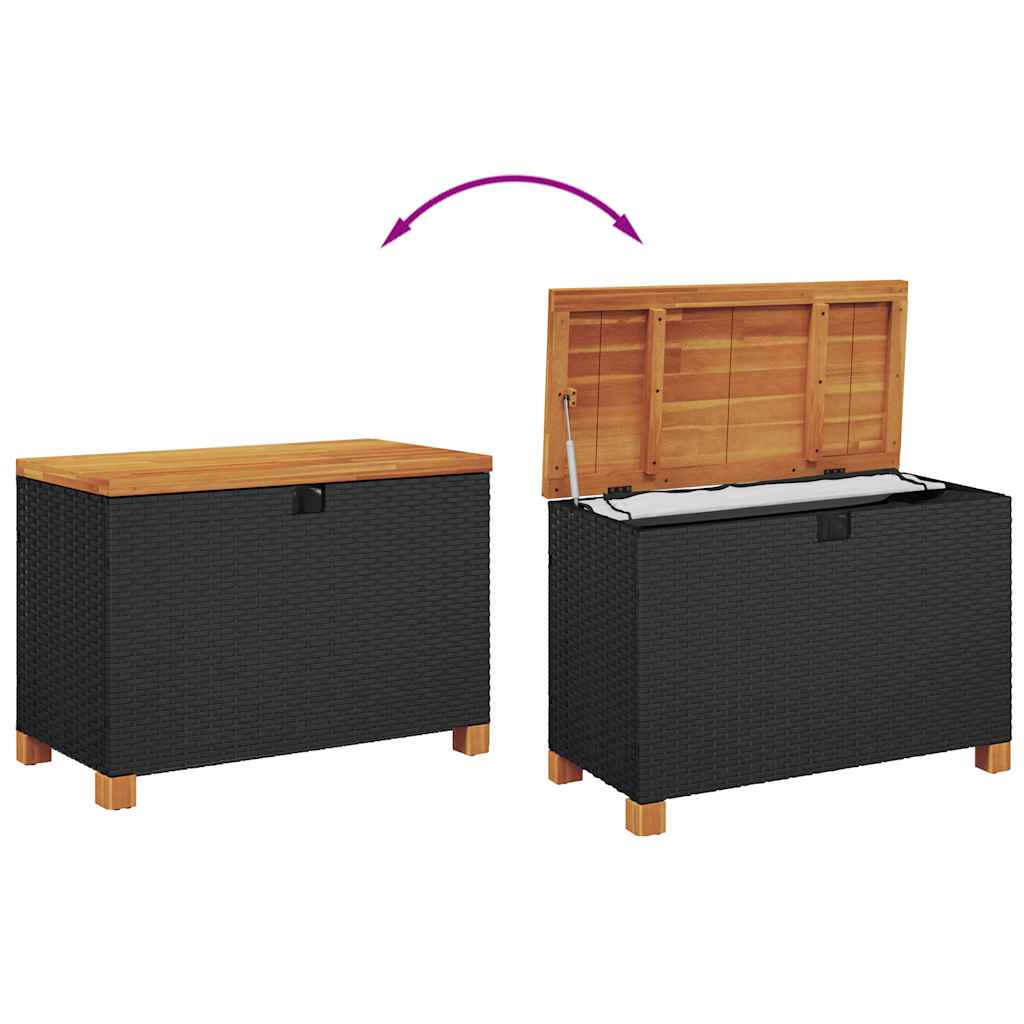 Κουτί Αποθ. Κήπου Μαύρο 80x40x48 εκ. Συνθ. Ρατάν/Μασίφ Ακακία