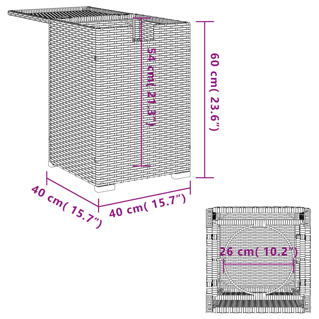 Κάλυμμα-Τραπέζι Φιάλης Προπανίου Γκρι 40x40x60 εκ. Συνθ. Ρατάν - Pakobazaar