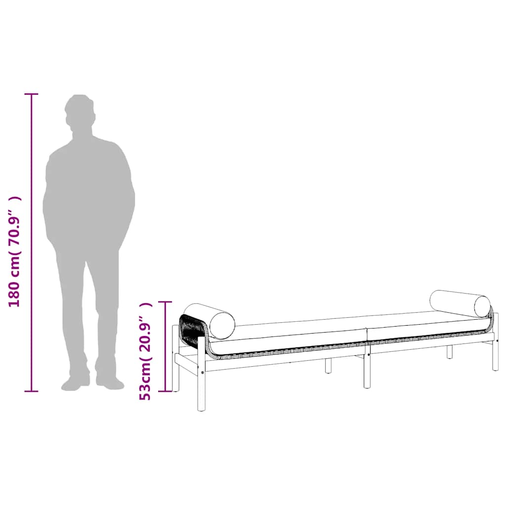 Πάγκος Κήπου Μαύρος από Συνθετικό Ρατάν/Ακακία με Μαξιλάρι