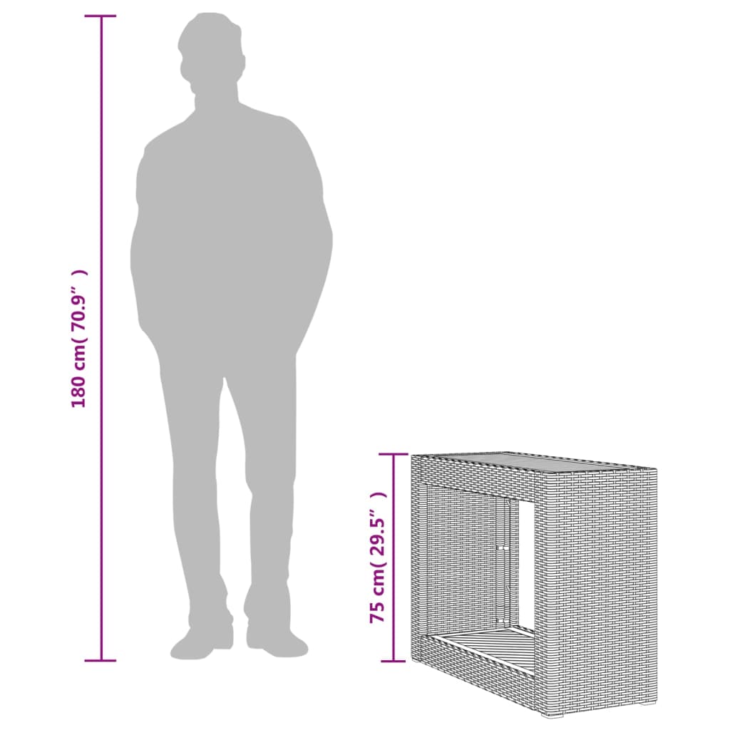 Τραπέζι Κήπου με Ξύλινη Επιφάνεια Μαύρο 100x40x75 εκ Συνθ Ρατάν
