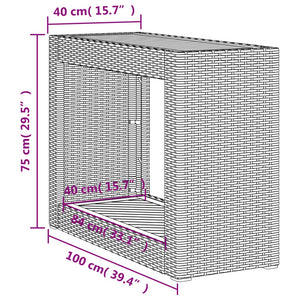Τραπέζι Κήπου με Ξύλινη Επιφάνεια Γκρι 100x40x75 εκ Συνθ. Ρατάν