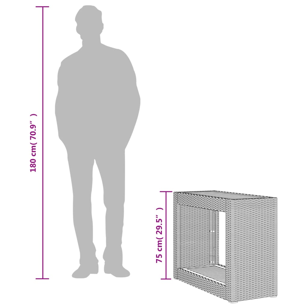 Τραπέζι Κήπου με Ξύλινη Επιφάνεια Μπεζ 100x40x75 εκ Συνθ. Ρατάν