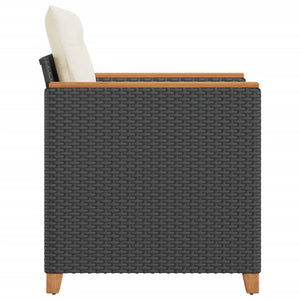 Καρέκλα Κήπου Μαύρη από Συνθετικό Ρατάν με Μαξιλάρια