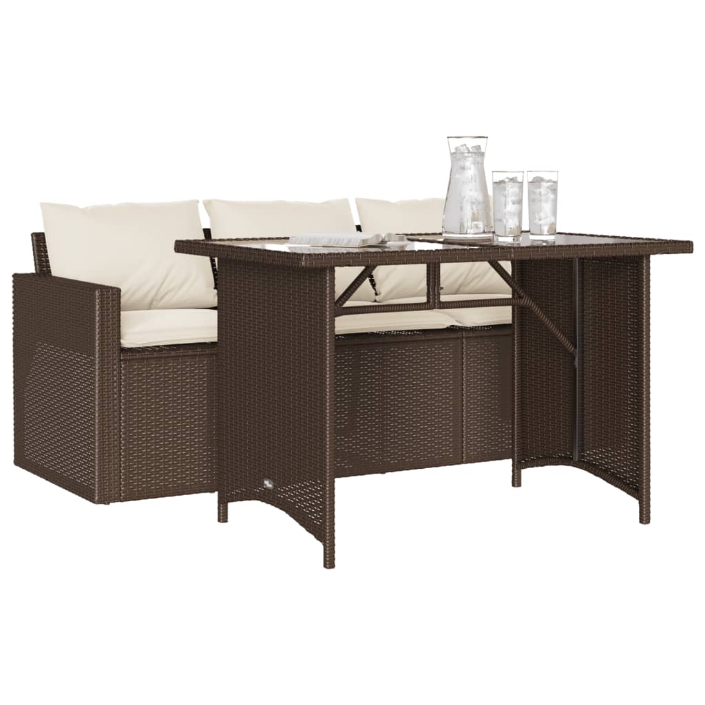 Σετ Τραπεζαρίας Κήπου 2 τεμ. Καφέ Συνθετικό Ρατάν με Μαξιλάρια