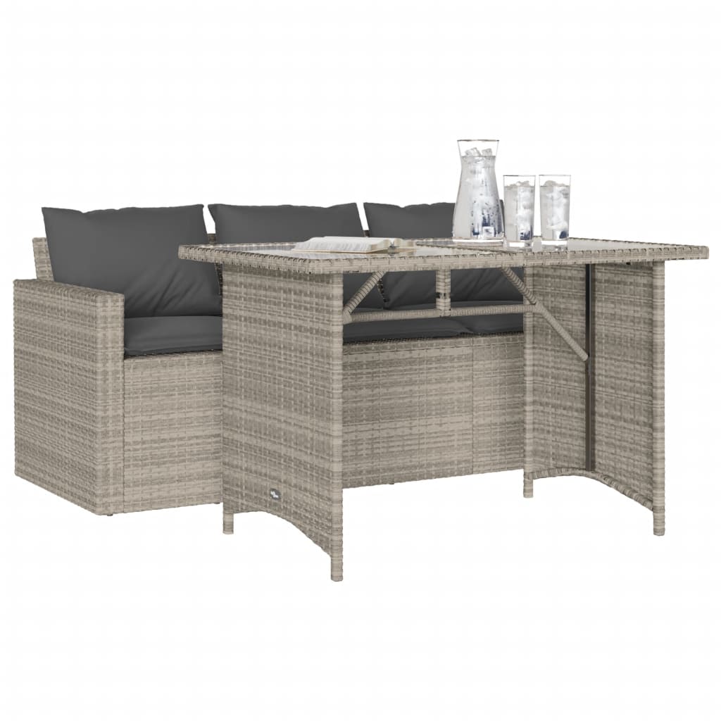 Σετ Τραπεζαρίας Κήπου 2 τεμ. Γκρι Συνθ. Ρατάν με Μαξιλάρια