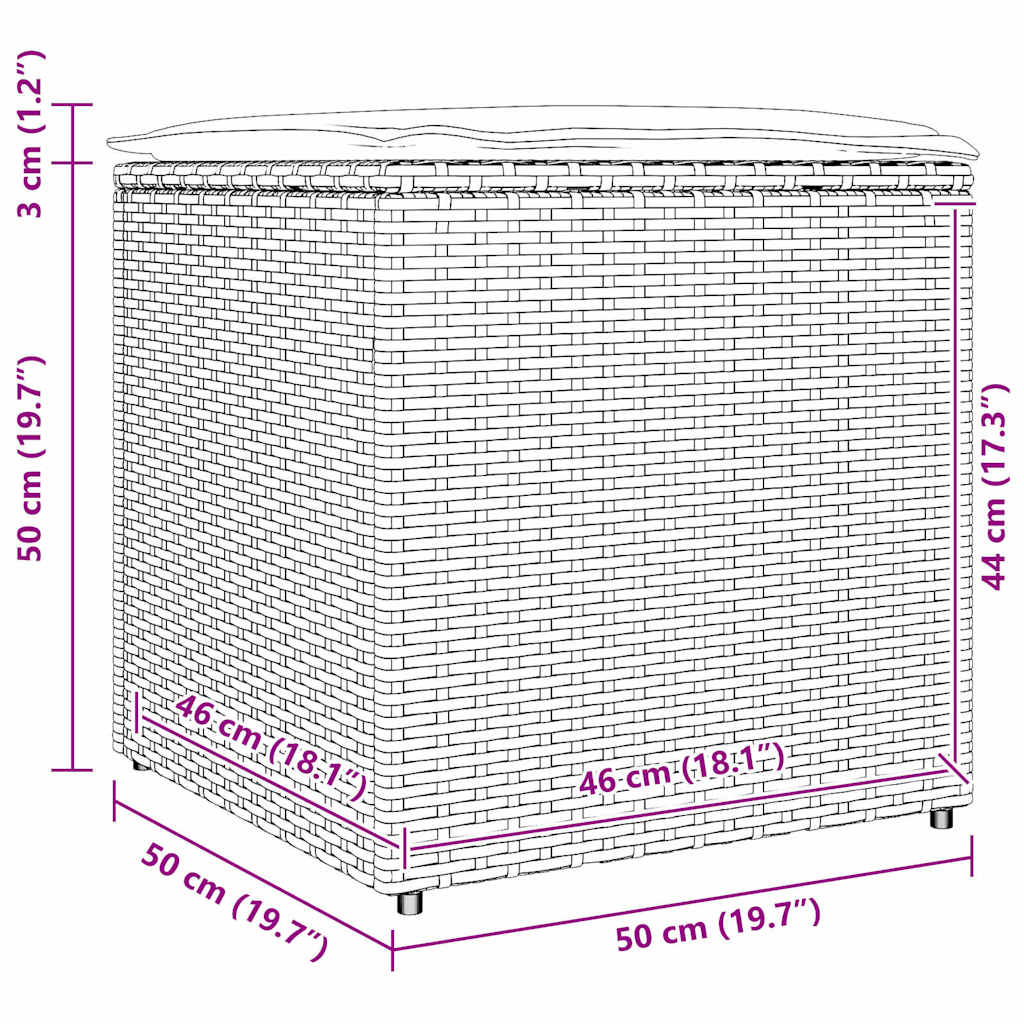 Κουτί Μαξιλαριών Γκρι 50 x 50 x 50 cm συνθετικό ρατάν