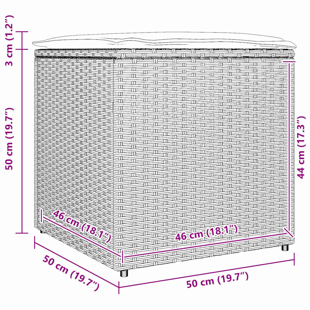 Κουτί Μαξιλαριών Ανοιχτό γκρι 50 x 50 x 50 cm συνθετικό ρατάν - Pakobazaar
