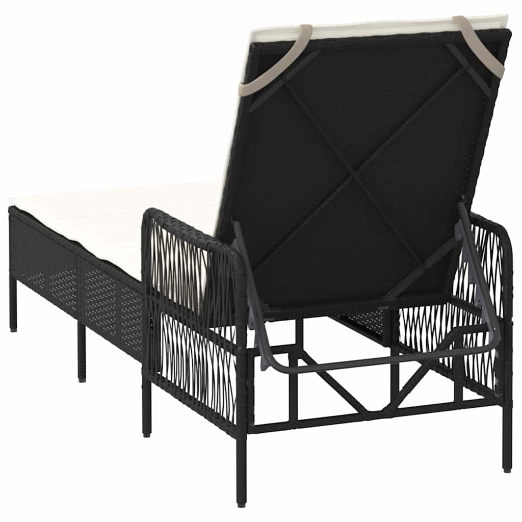 Ξαπλώστρα Μαύρο και Κρεμ Λευκό 55 x 200 x 92 εκ.