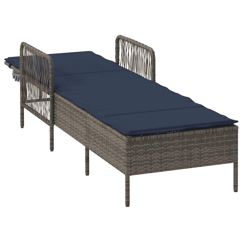 Ξαπλώστρα Γκρι και Navy Blue 200 x 55 x 92 εκ. συνθετικό ρατάν