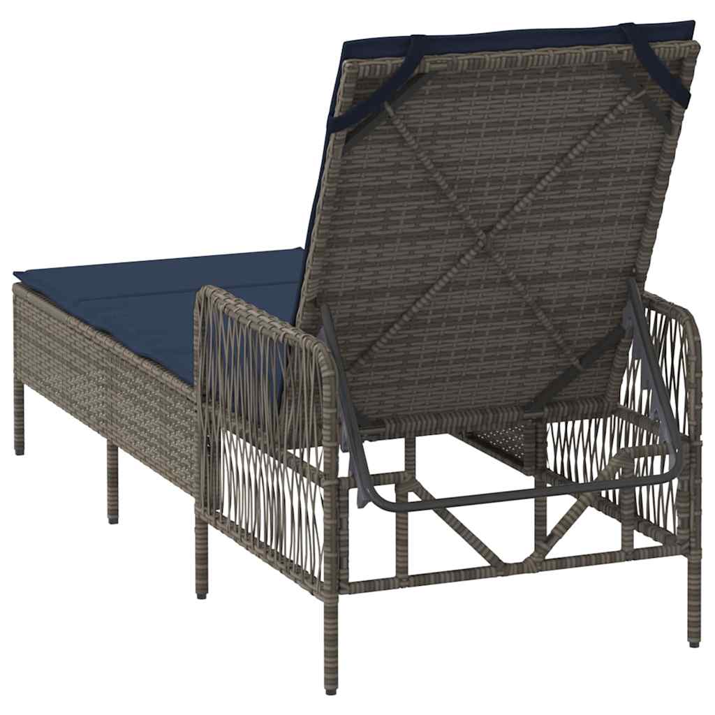 Ξαπλώστρα Γκρι και Navy Blue 200 x 55 x 92 εκ. συνθετικό ρατάν