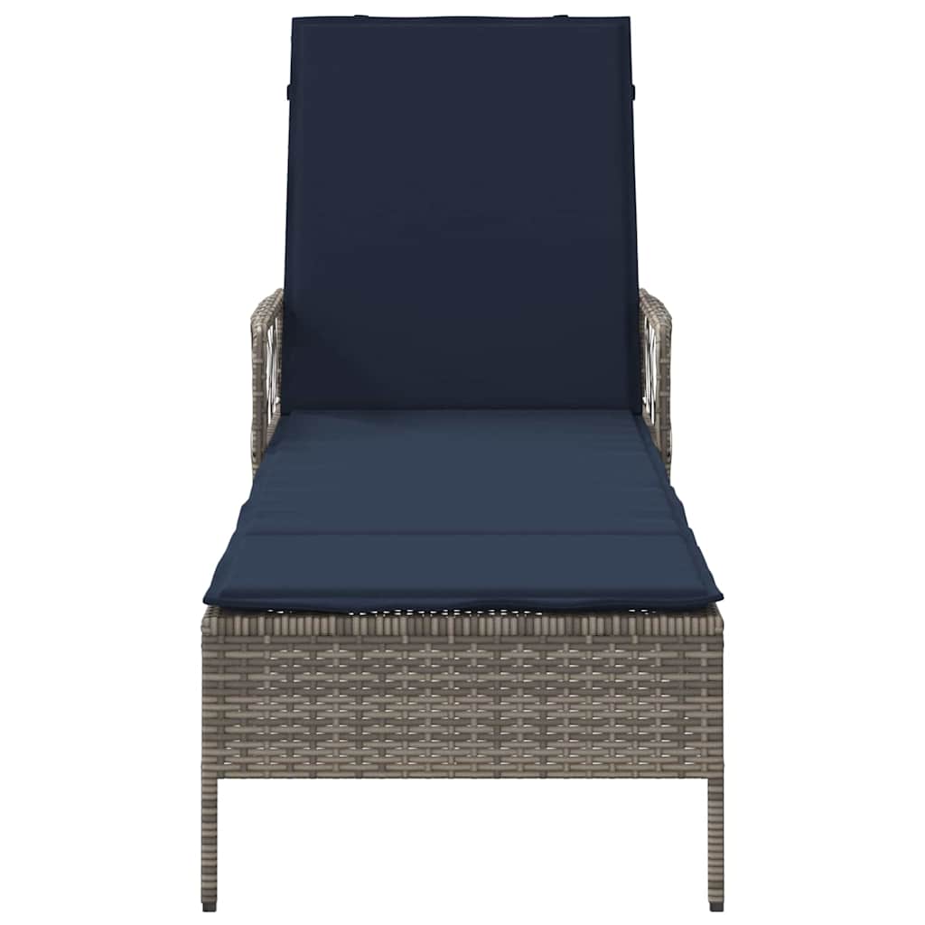 Ξαπλώστρα Γκρι και Navy Blue 200 x 55 x 92 εκ. συνθετικό ρατάν