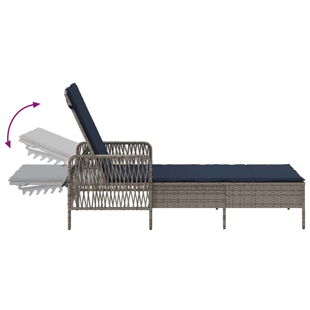 Ξαπλώστρα Γκρι και Navy Blue 200 x 55 x 92 εκ. συνθετικό ρατάν