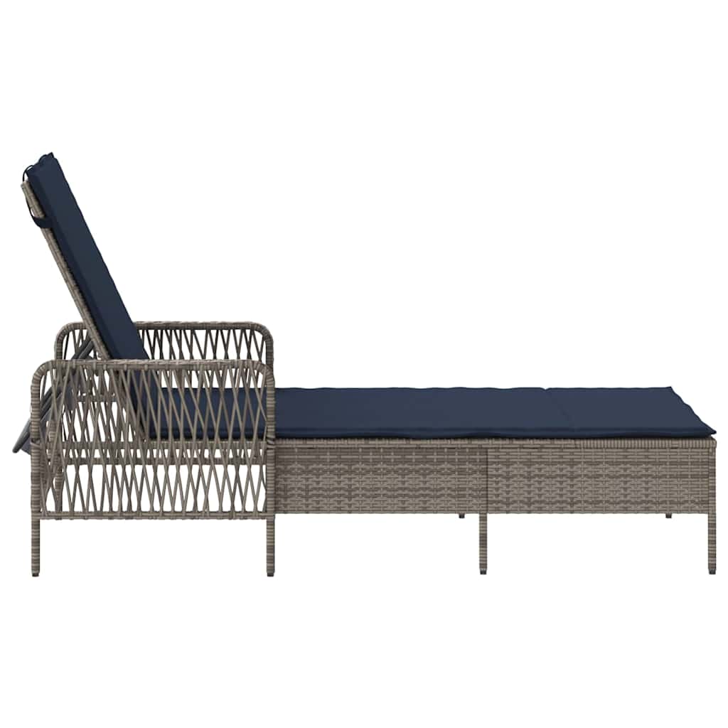 Ξαπλώστρα Γκρι και Navy Blue 200 x 55 x 92 εκ. συνθετικό ρατάν