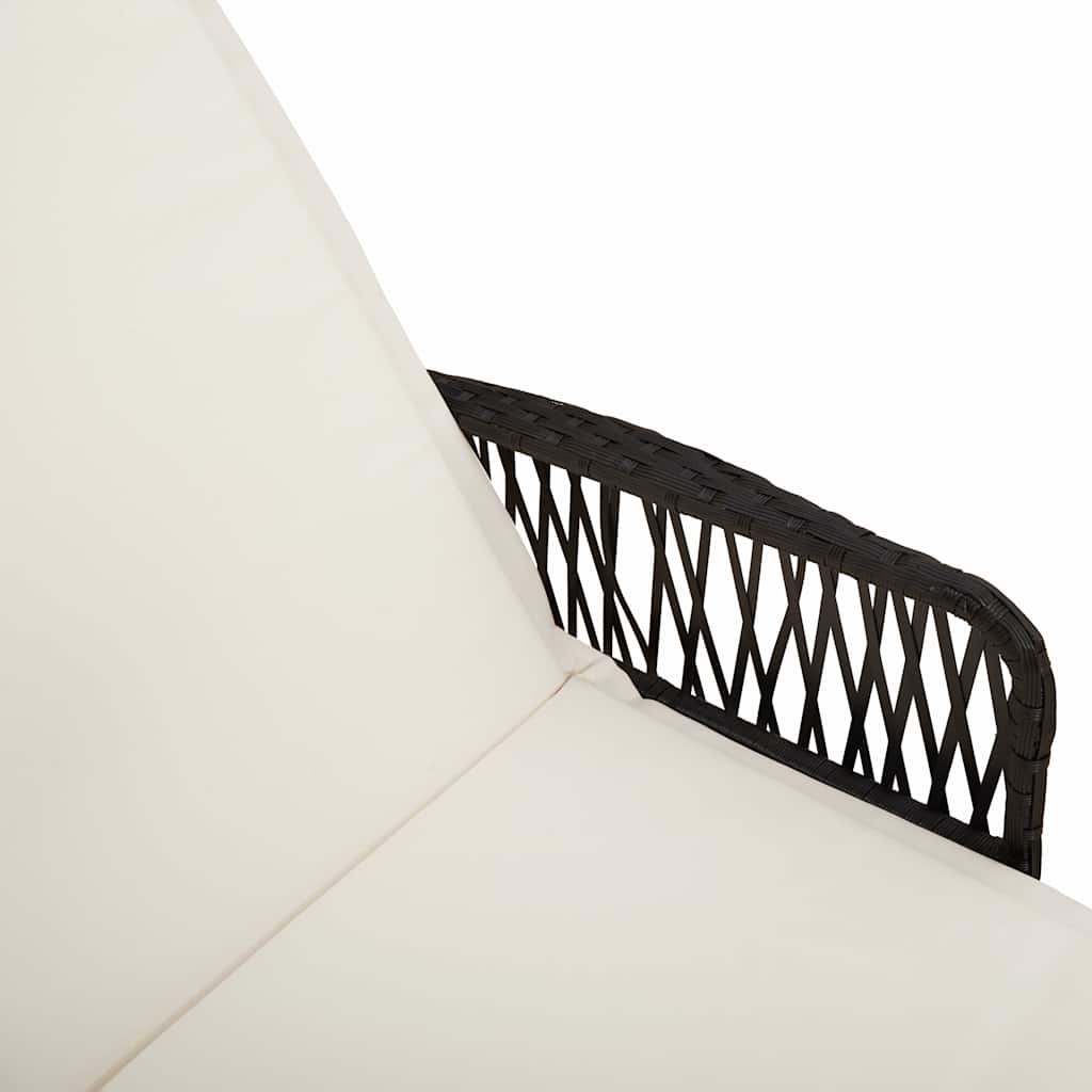 Ξαπλώστρα 3 pcs Μαύρο και Κρεμ Λευκό 55 x 200 x 92 εκ.