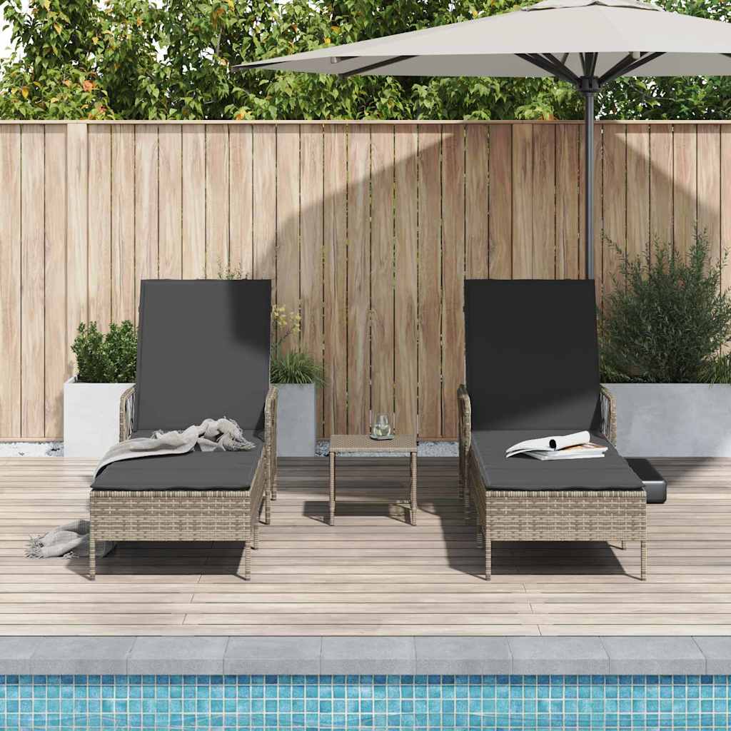Ξαπλώστρα 3 pcs Γκρι και Σκούρο Γκρι 55 x 200 x 92 εκ.