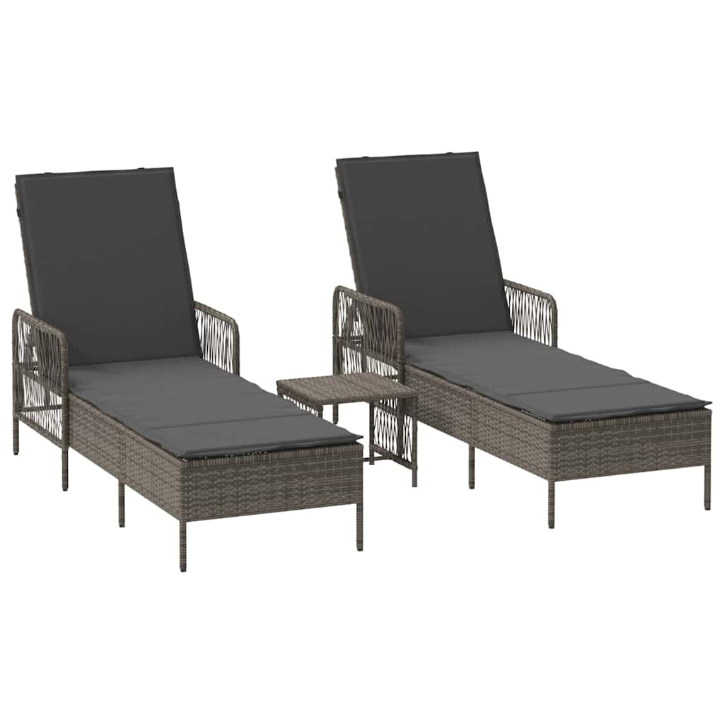 Ξαπλώστρα 3 pcs Γκρι και Σκούρο Γκρι 55 x 200 x 92 εκ.