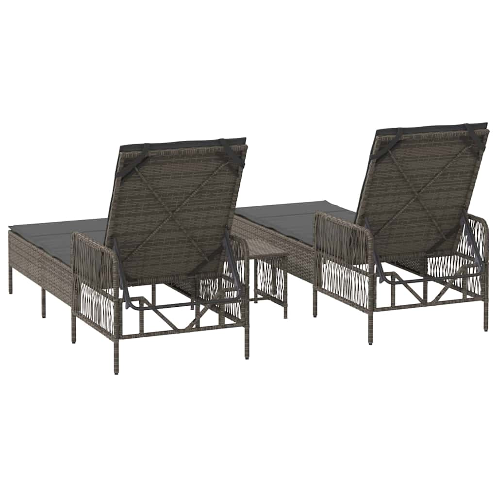 Ξαπλώστρα 3 pcs Γκρι και Σκούρο Γκρι 55 x 200 x 92 εκ.