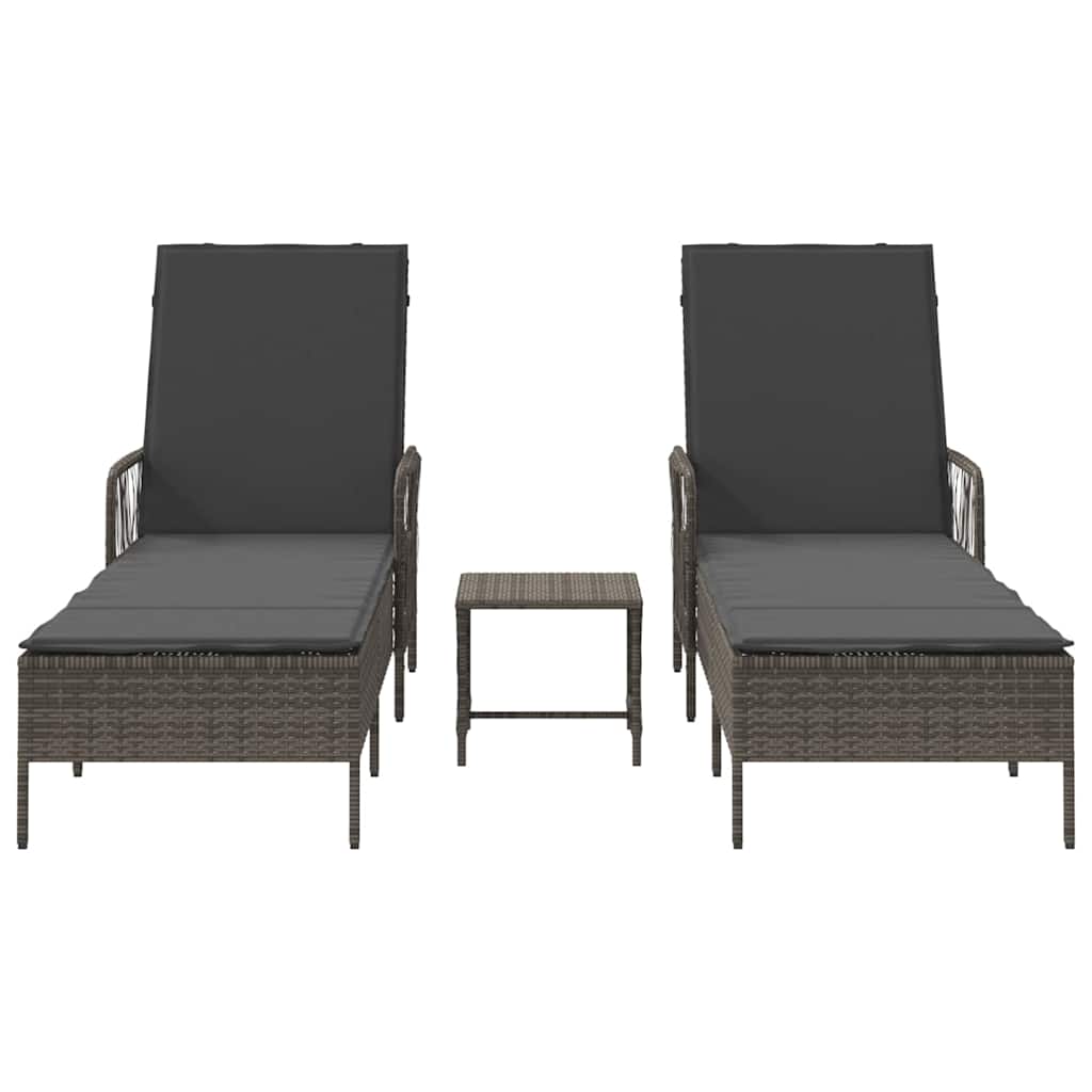Ξαπλώστρα 3 pcs Γκρι και Σκούρο Γκρι 55 x 200 x 92 εκ.