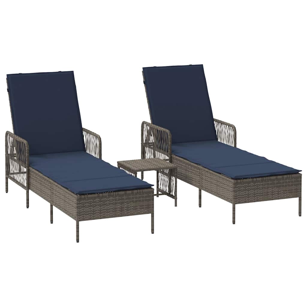 Ξαπλώστρα 3 pcs Γκρι και Navy Blue 200 x 55 x 92 εκ.
